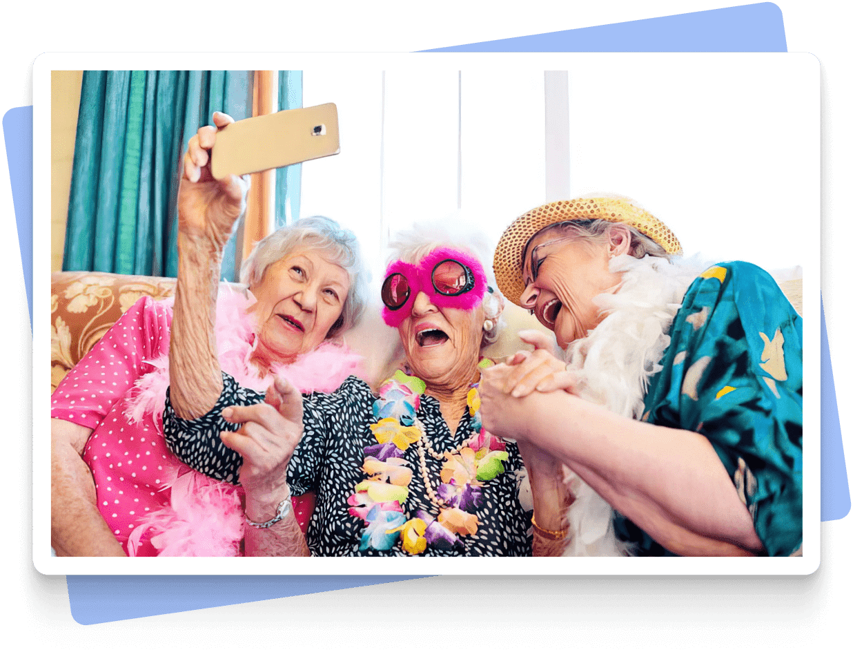 Elderly person laughing